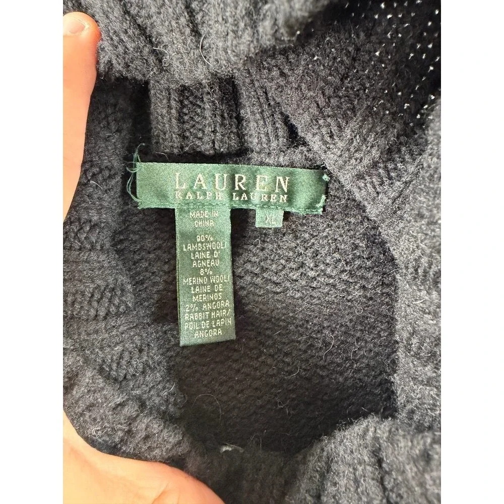 Lauren Ralph Lauren Lambswool‎ Turtleneck Sweater Womens XL Black Snowflake Fair